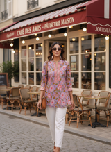 Purple Floral Printed Cotton Top