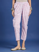 White Floral Handblock Printed Cotton Co-ord Set
