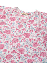 White Floral Handblock Printed Cotton Co-ord Set