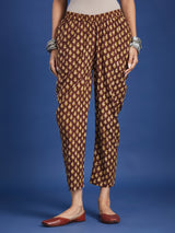 Brown Floral Handblock Printed Cotton Co-ord Set