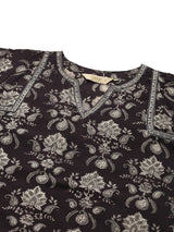 Black Floral Handblock Printed Cotton Co-ord Set