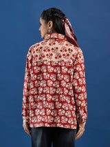 Maroon Bagru Printed Handblock Cotton Shirt