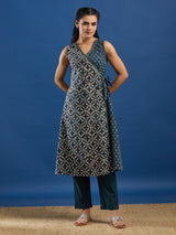 Green Handblock Printed Kurta Set