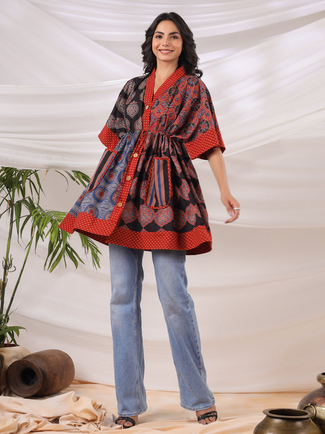 Ajrakh Printed One Size Kaftan Top