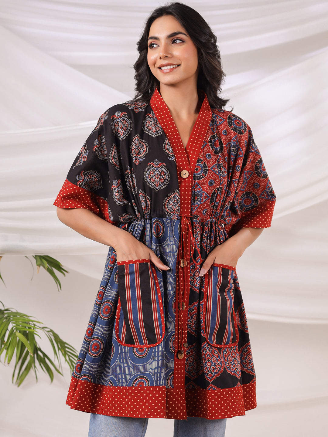 Ajrakh Printed One Size Kaftan Top