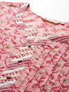 Women Floral Printed Regular Sequinned Cotton Kurta with Trousers & Dupatta