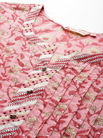 Women Floral Printed Regular Sequinned Cotton Kurta with Trousers & Dupatta