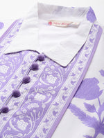 White and Lavender Cotton printed dress