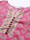 Pink  Printed Sequinned Pure Cotton Kurti