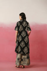 Black Printed Relaxed Fit Kurta Set