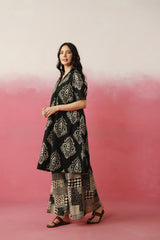 Black Printed Relaxed Fit Kurta Set