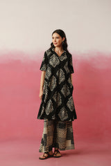 Black Printed Relaxed Fit Kurta Set