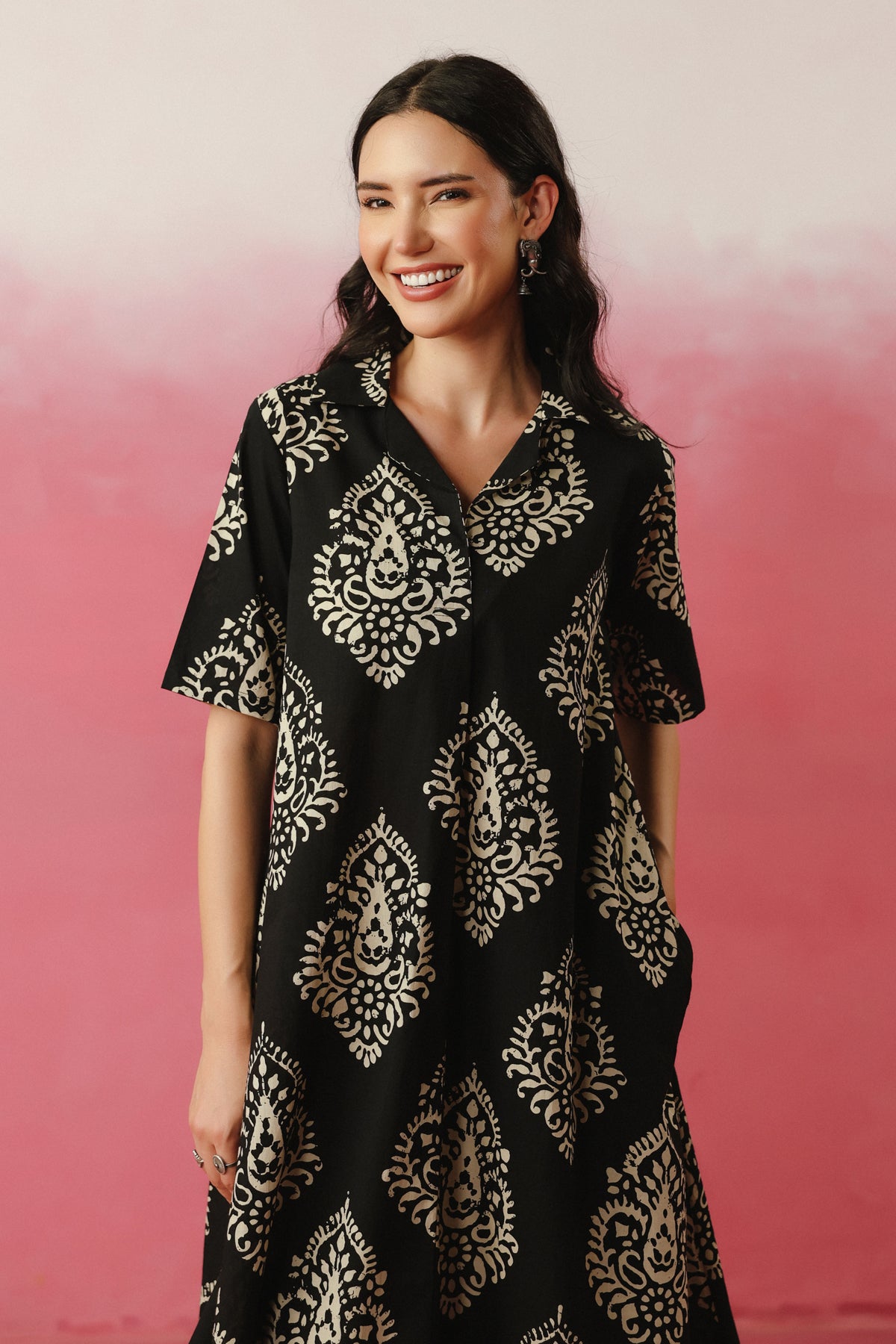 Black Printed Relaxed Fit Kurta Set