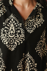 Black Printed Relaxed Fit Kurta Set