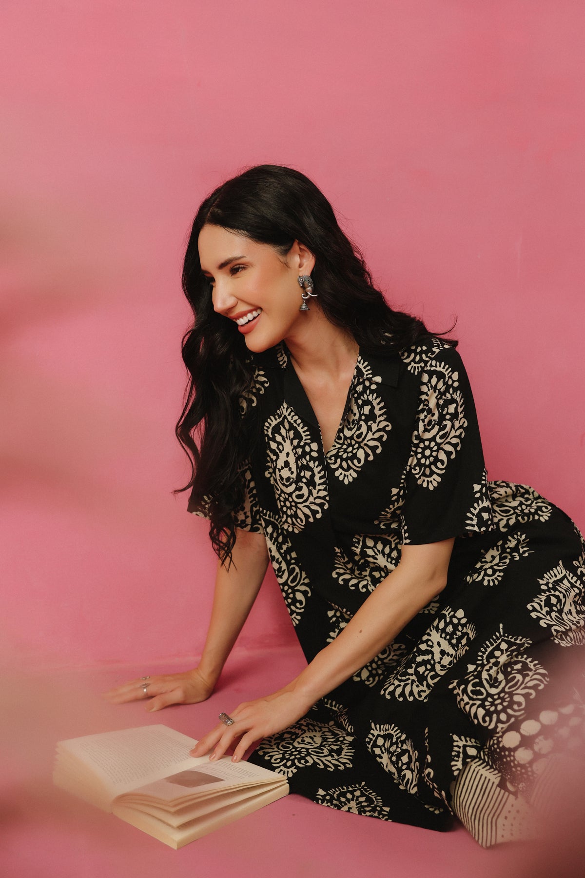 Black Printed Relaxed Fit Kurta Set