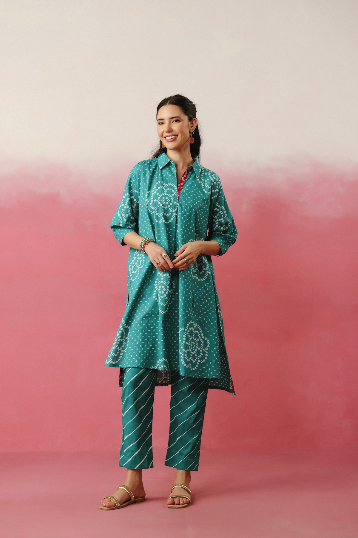 Green Bandhej Printed Co-ord Set