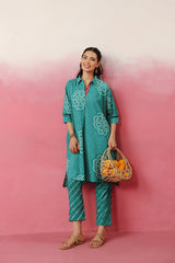 Green Bandhej Printed Co-ord Set