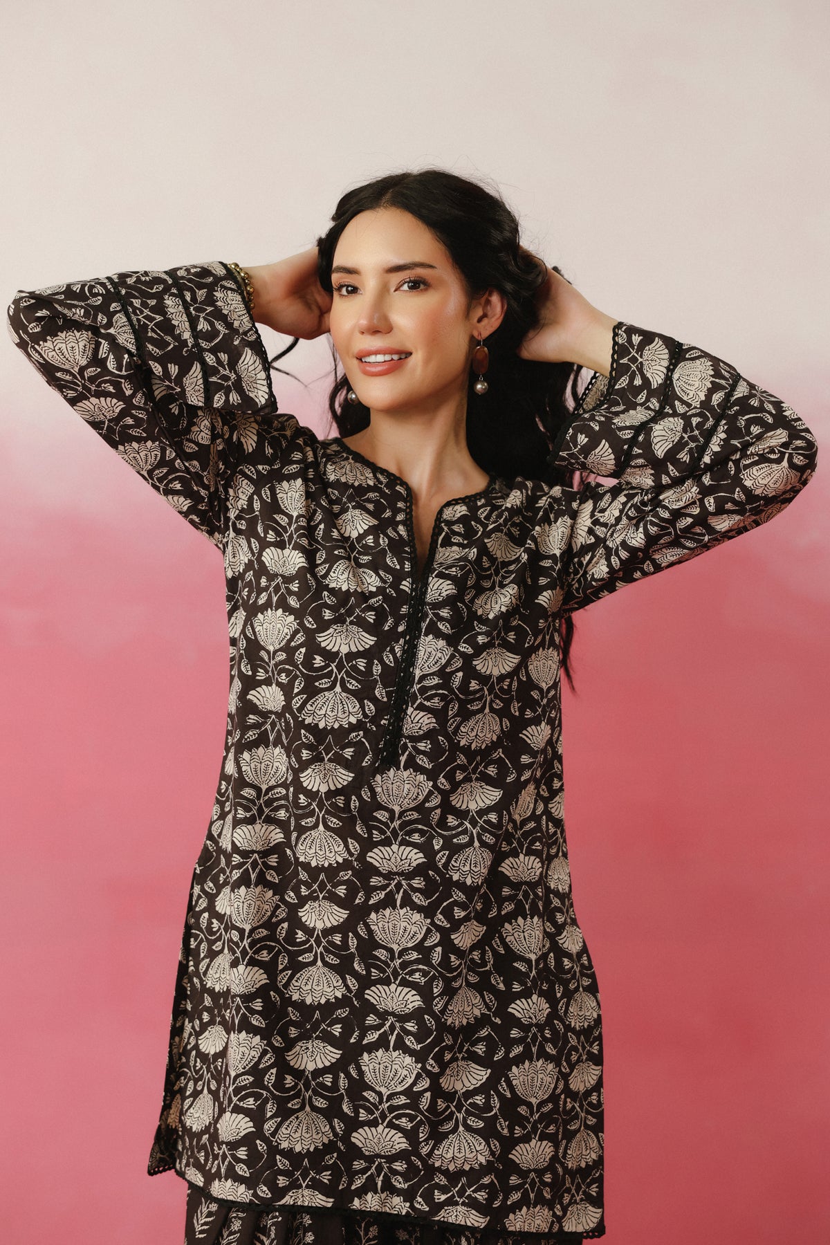 (Pre-Order) Pure Cotton Hand Block Printed Farshi Kurta Set