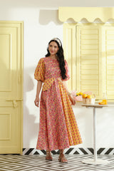 Sunset Bloom Cotton Cut-out dress