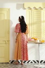 Sunset Bloom Cotton Cut-out dress
