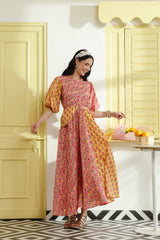 Sunset Bloom Cotton Cut-out dress