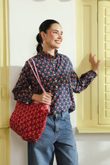 Ruby Bloom Quilted Boho Tote Bag