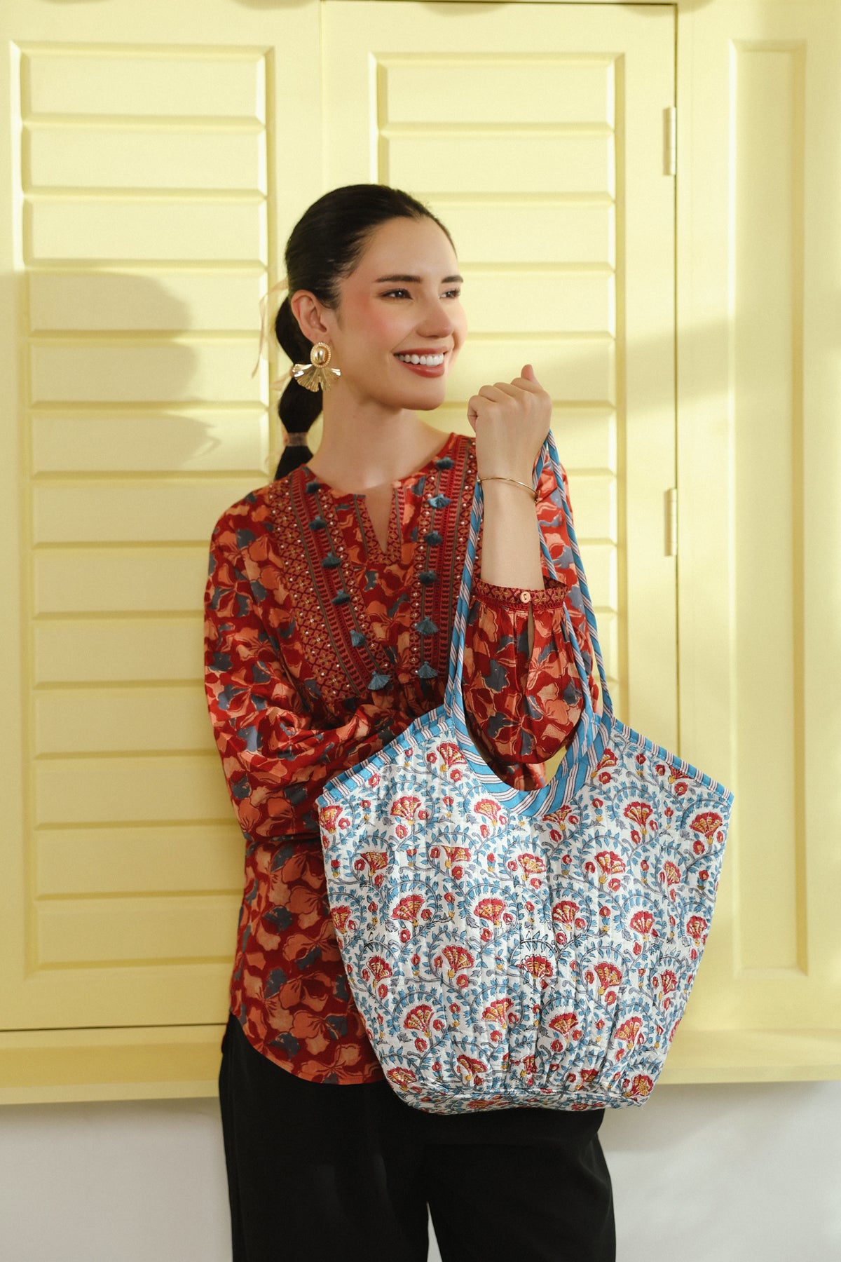 Bluebell Quilted Boho Tote Bag