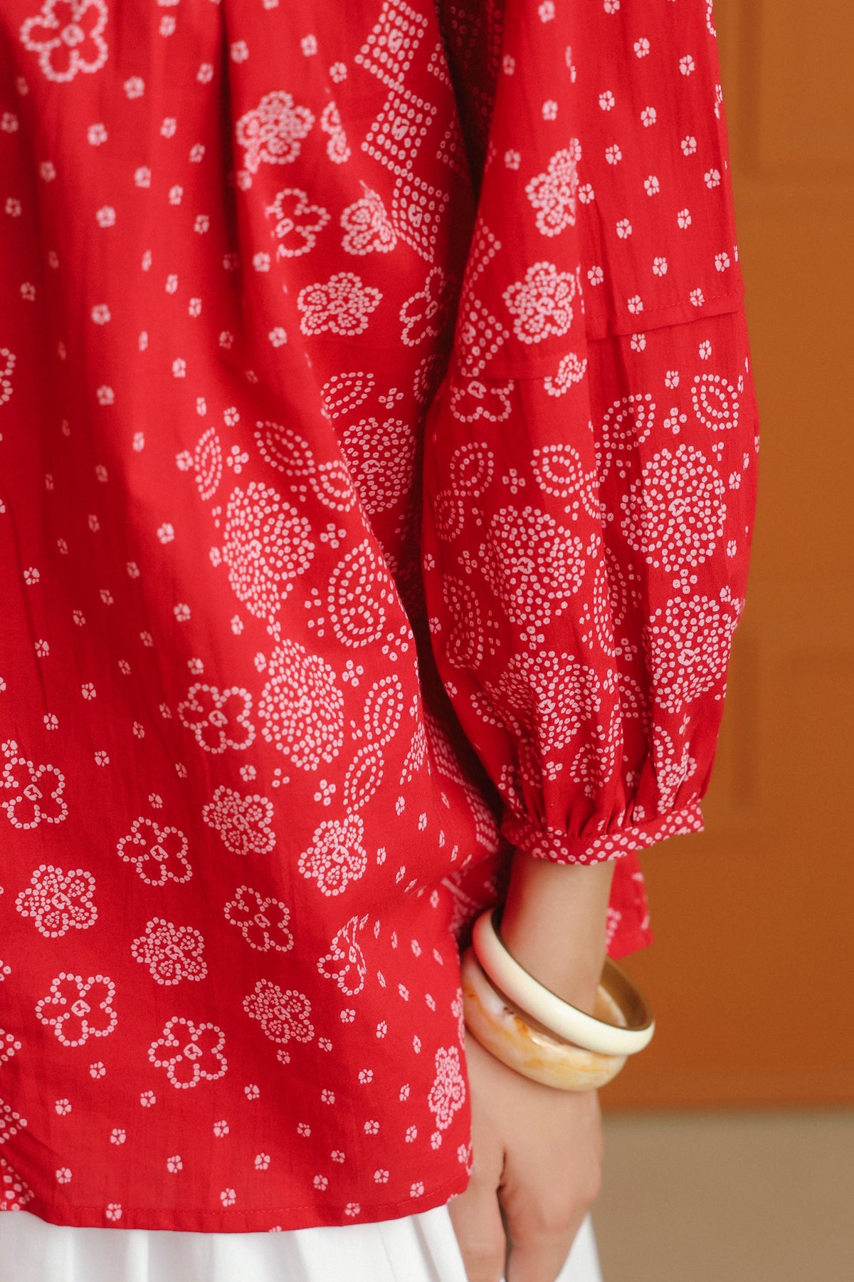 (Pre-Order) Light Pink Bandhej Ethnic Printed Cotton Shirt With Embellished Yoke
