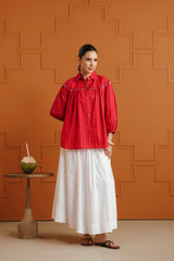(Pre-Order) Pink & Orange Bandhej Ethnic Printed Cotton Shirt With Embellished Yoke