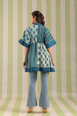 Teal Printed One Size Kaftan Top