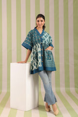 Teal Printed One Size Kaftan Top