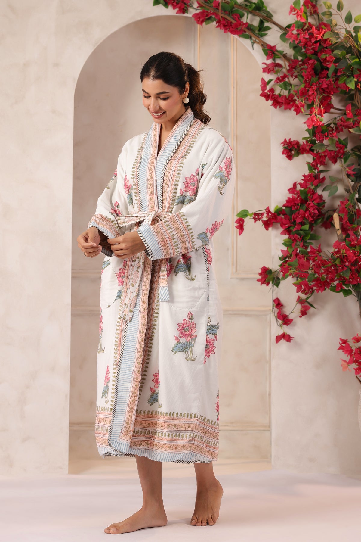 Lotus Bloom Printed Reversible Quilted Robes