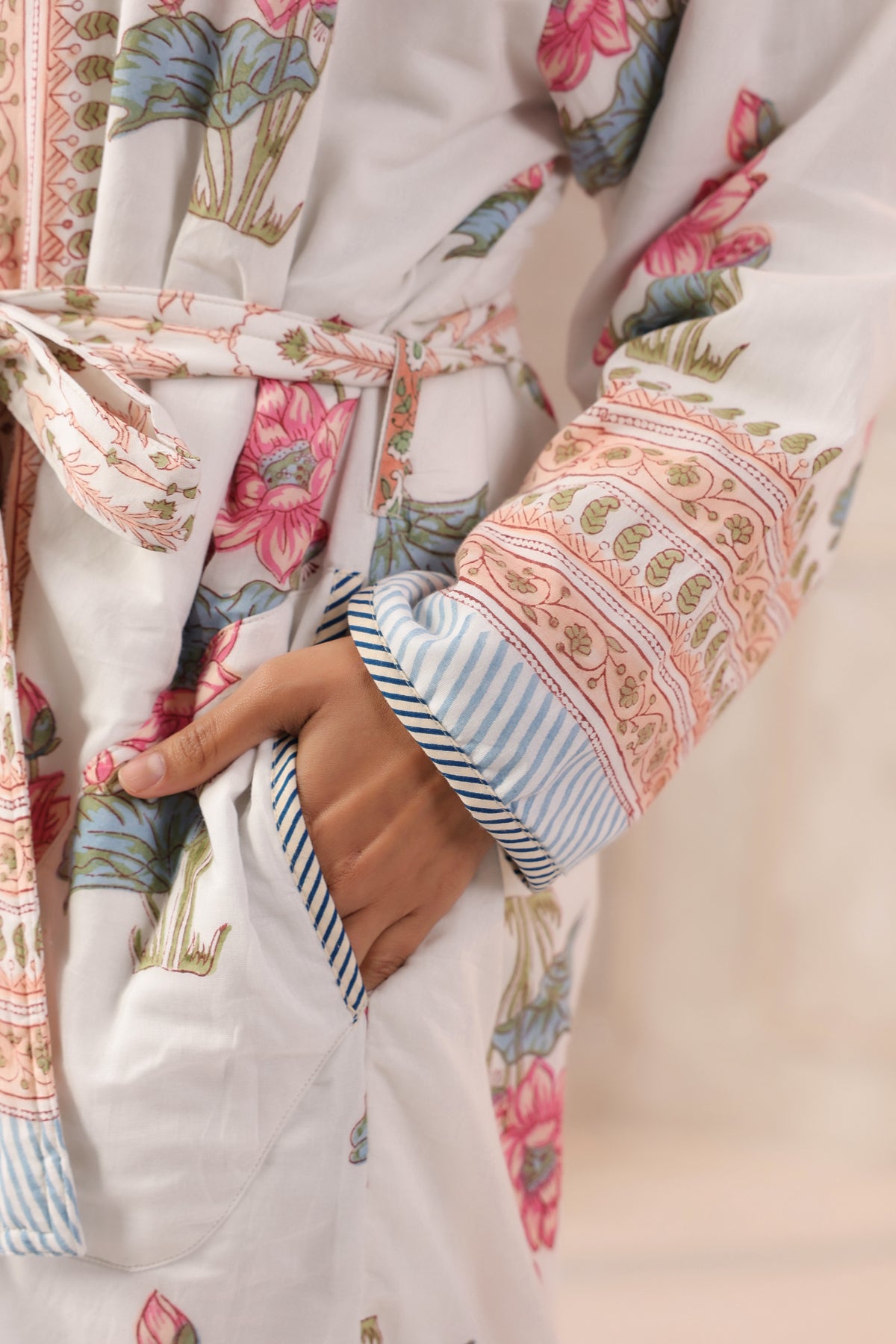 Lotus Bloom Printed Reversible Quilted Robes