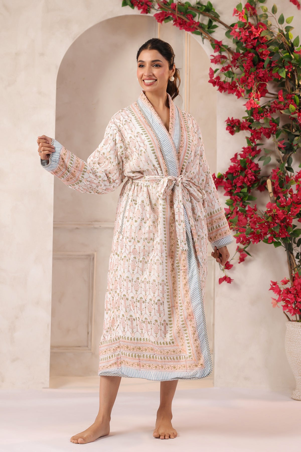 Lotus Bloom Printed Reversible Quilted Robes