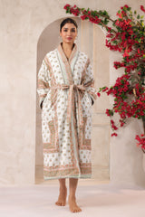 Rosette Floral Printed Reversible Quilted Robes