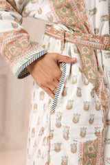 Rosette Floral Printed Reversible Quilted Robes
