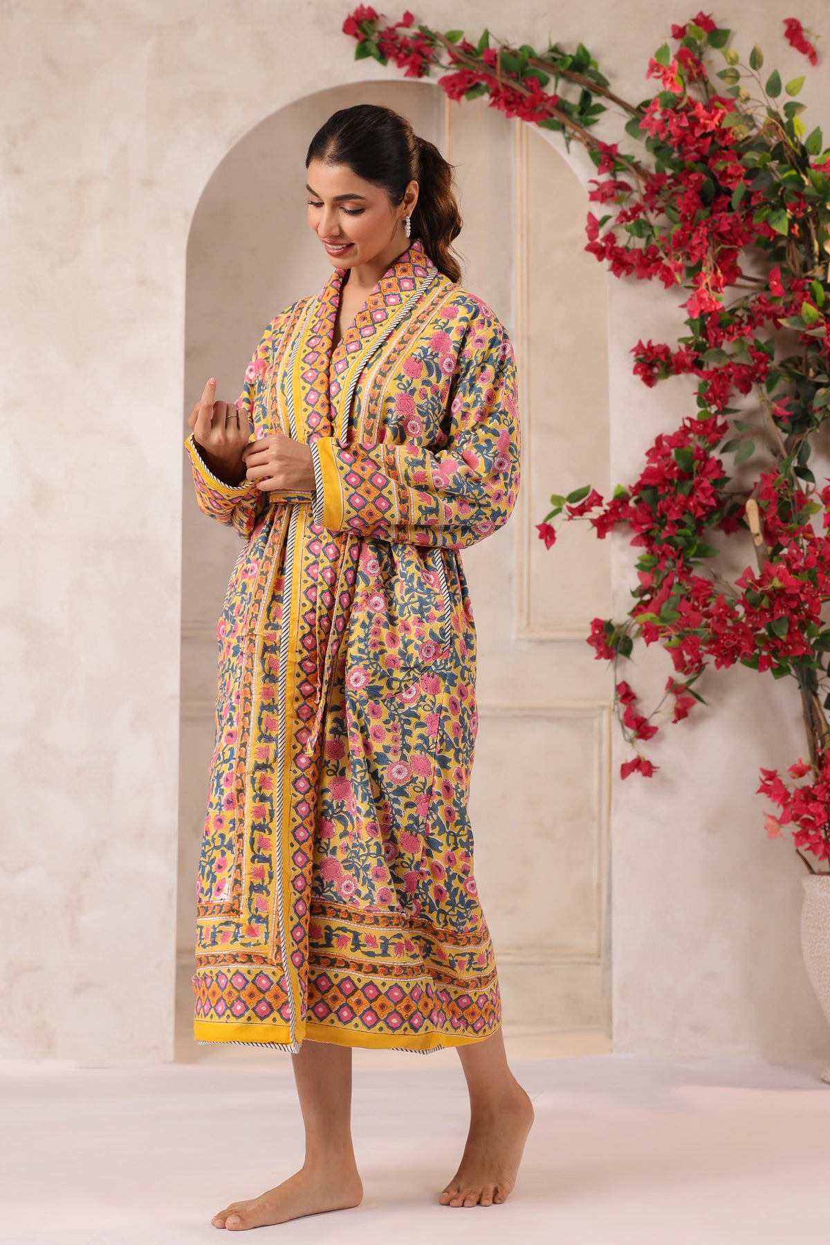 Basanti Printed Reversible Quilted Robes