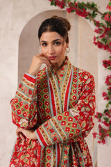 Red Agra Jaal Printed Reversible Quilted Robes