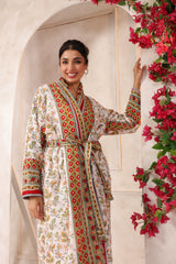 Red Agra Jaal Printed Reversible Quilted Robes