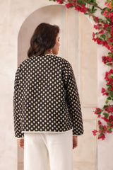 Black Booti Printed Free-Size Quilted Cotton Jacket