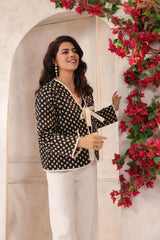 Black Booti Printed Free-Size Quilted Cotton Jacket