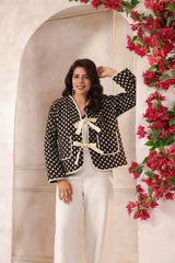 Black Booti Printed Free-Size Quilted Cotton Jacket