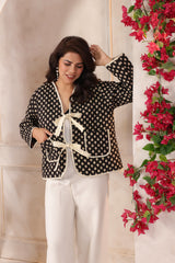 Black Booti Printed Free-Size Quilted Cotton Jacket