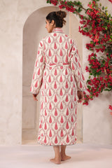 Pink Stripes Printed Reversible Quilted Robes
