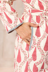 Pink Stripes Printed Reversible Quilted Robes