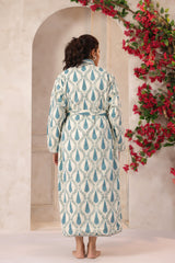 Blue Stripes Printed Reversible Quilted Robes