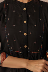 Black Piku Inspired Handcrafted Cotton Kurta Set with Dupatta