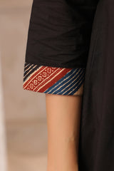 Black Piku Inspired Handcrafted Cotton Kurta Set with Dupatta