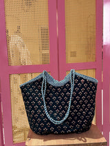Green Booti Basket Quilted Boho Tote Bag