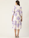 White and Lavender Cotton printed dress